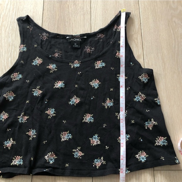 Monki Swedish Fast Fashion Brand Floral Print Cropped Tank Top in Black Size XS - Picture 7 of 7